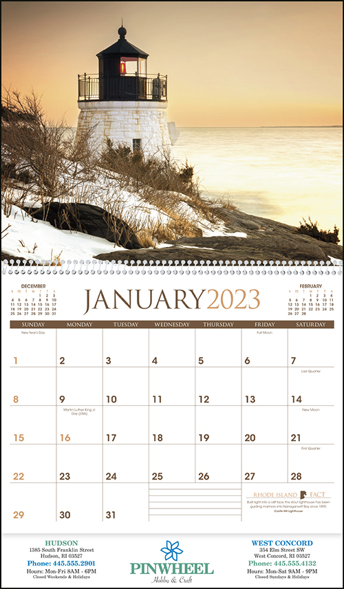 American Scenic Spiral Bound Wall Calendar for 2023